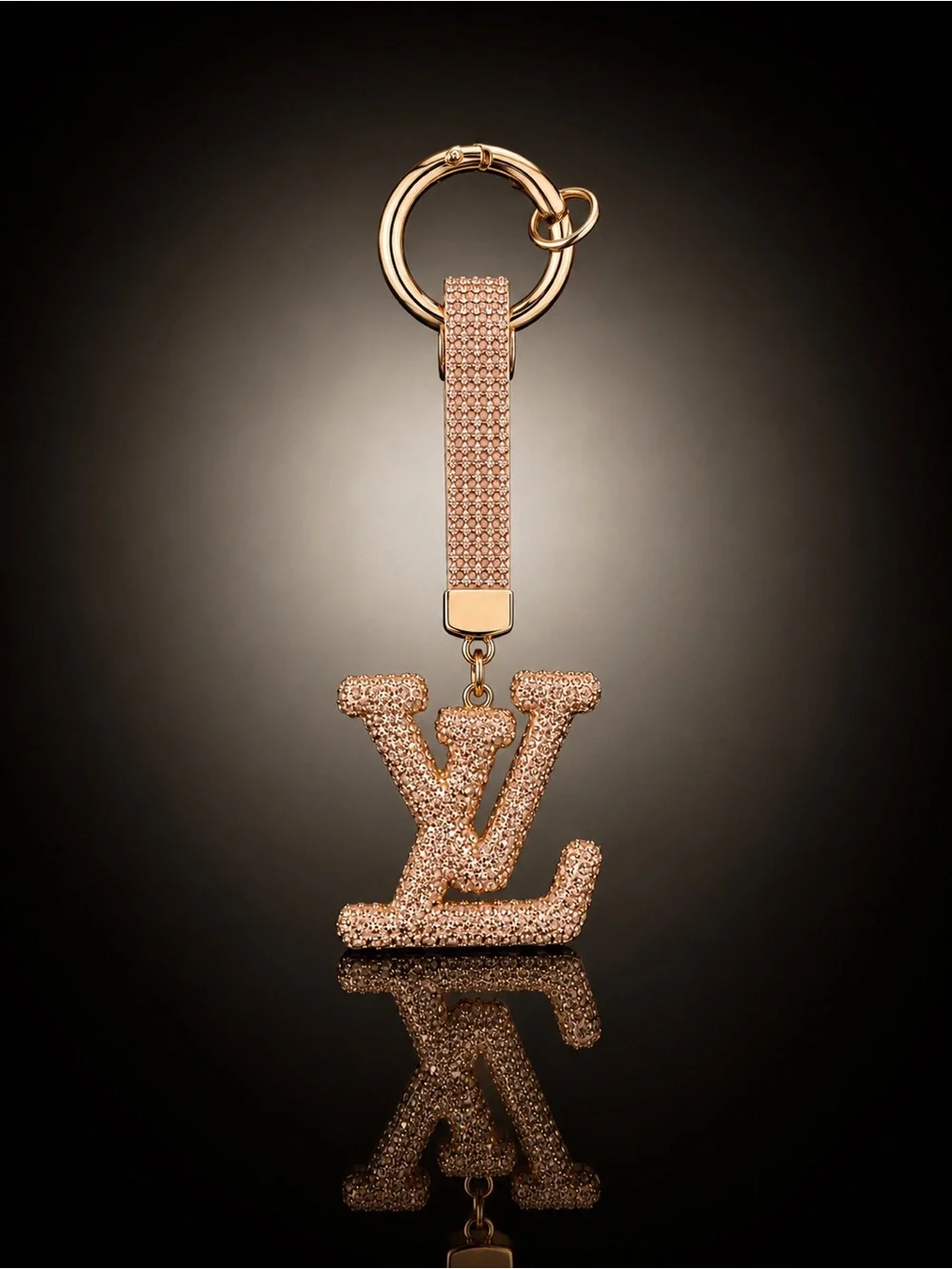 Champagne Rhinestone Luxury Keychain Charm - Gold
